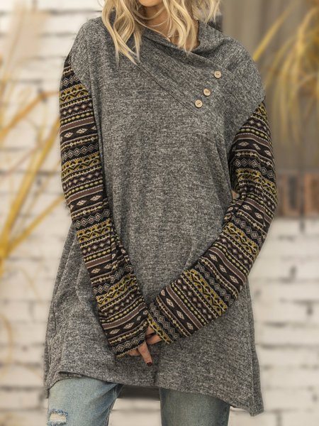 

Maglione Tribale Casuale Misto Cotone, Grigio, Sweater