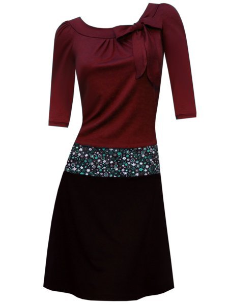 

Printed Casual Cotton-Blend Dresses, Wine red, Auto-clearance