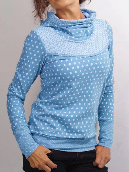 Printed Hoodie Cotton Blend Casual Sweatshirt