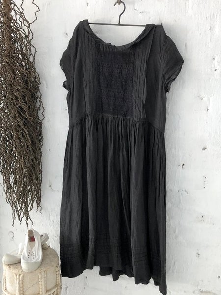 

Midi Abito Casuale di Lino a Maniche Lunghe, Nero, Midi Dresses