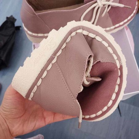 

Women Vintage Casual Leather Slip On Flat Heel Shoes, Purple, Shoes