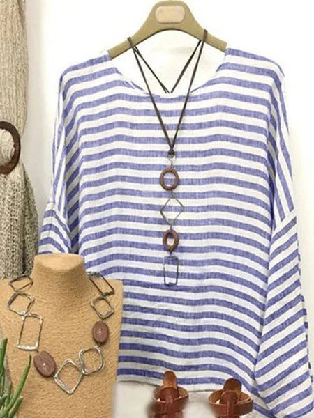 Vintage Striped Long Sleeve Casual Top