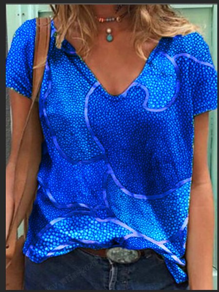 

T-Shirt Vintage di Misto Cotone, Blu, T-Shirts
