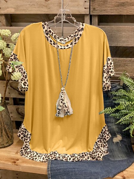 

Top a Girocollo Casuale, Giallo, T-Shirts