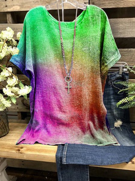 

Top a Girocollo Semplice, Verde, T-Shirts