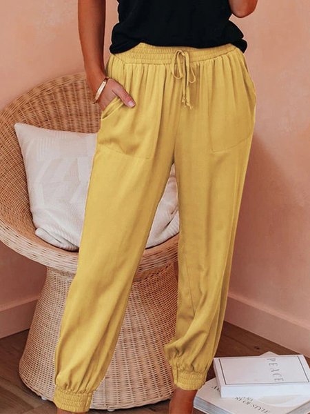 

New Leggings Casual Cropped Pants, Yellow, Pants