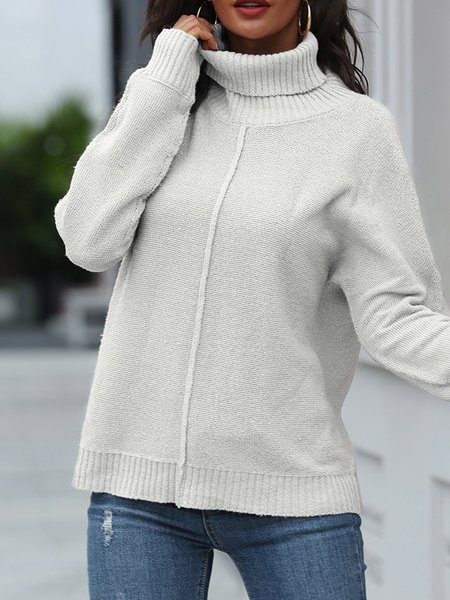 

Crew Neck Long Sleeve Casual Sweater, White, Sweaters