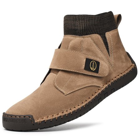 

Men Synthetic Suede Splicing Hand Stitching Non Slip Casual Ankle Boots, Khaki, Boots