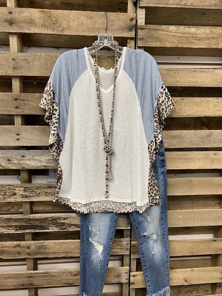 

T-Shirt con Scollo a V, Blu, T-Shirts
