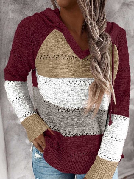 

Casual Long Sleeve Crew Neck Sweater, Red, Sweaters