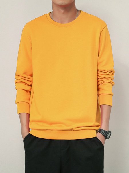 

Cotton Crew Neck Sweatshirt, Yellow, Hoodies&Sweatshirts