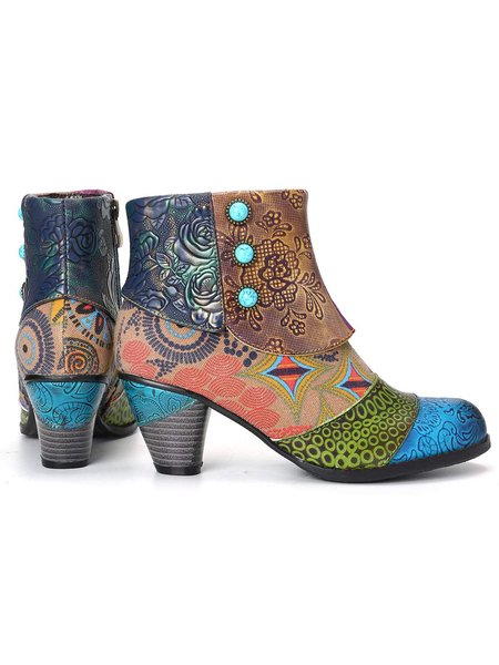 

Women Flower Party & Evening Winter Ankle Leather Booties, Boots