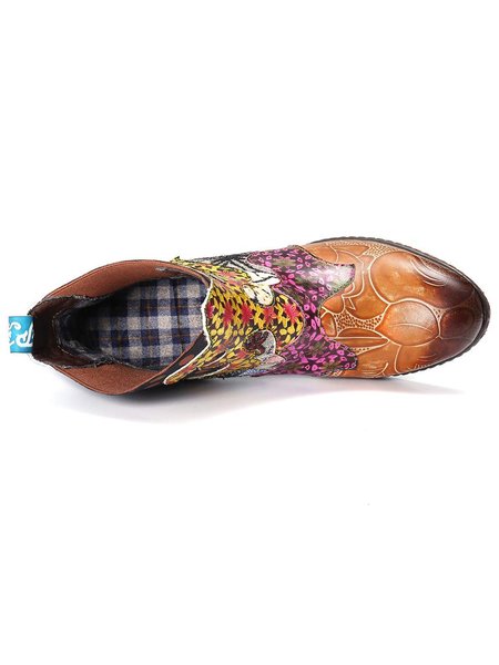 

Flower Winter Block Heel Pu Daily Booties, Boots