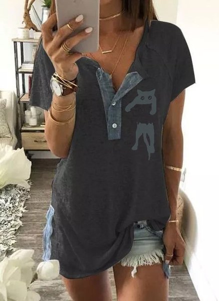 

Casual Animal Short Sleeve T-shirt, Black, Tees & T-shirts