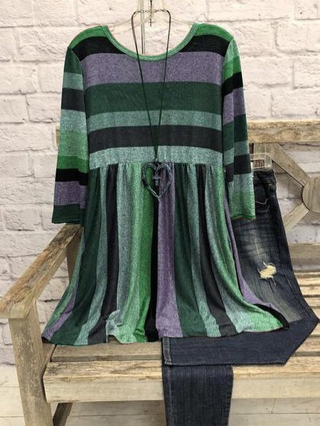 

Striped O-Neck Shirts & Tops, Green, Tops