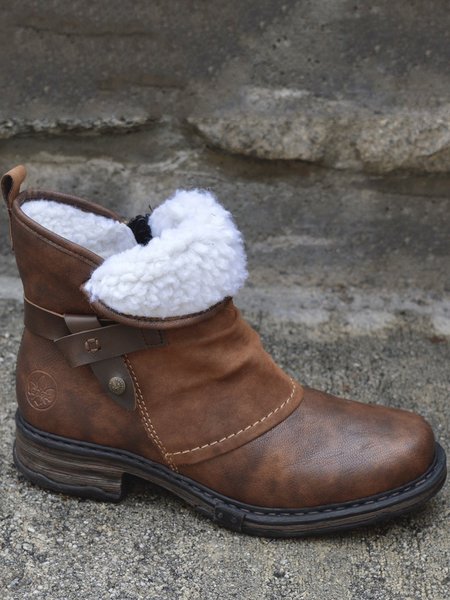 

Brown Pu Low Heel Booties, Shoes