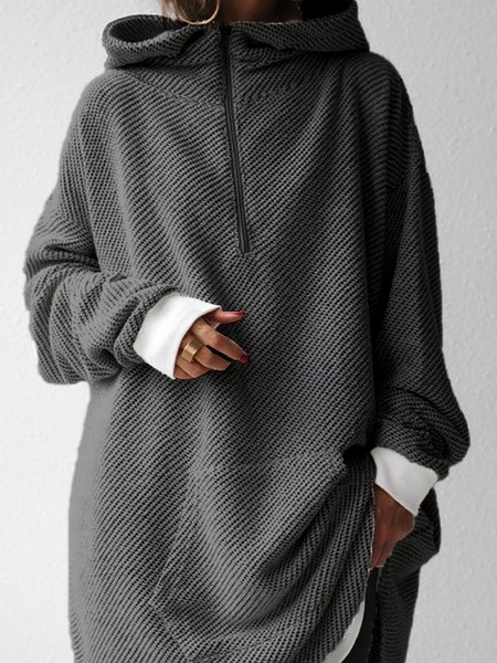 

Hoodie Casual Shift Plain Sweatshirt, Deep gray, Hoodies & Sweatshirts