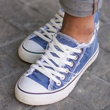 

Tela Tacco Piatto Casuale Scarpe Piatte, Lightblue, Athletic & Casual Shoes