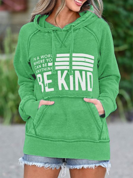 

Women Casual "BE ANYTHING BE KIND" Graphic Hoodie, Green, Hoodies & Sweatshirts