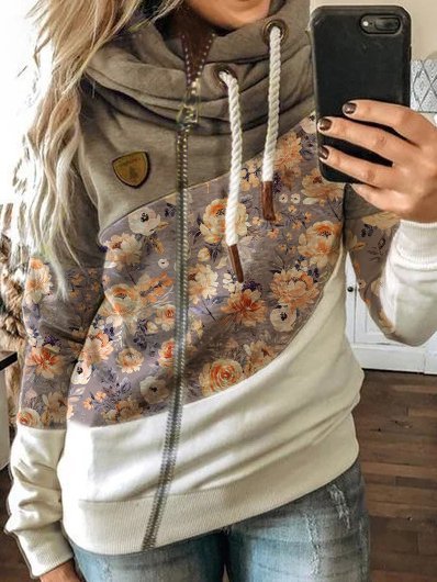 

Women Paneled Casual Floral Outerwear & Sweatshirt, Khaki, Hoodies&Sweatshirts