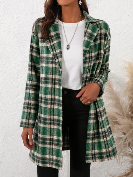 

Paneled Shawl Collar Long Sleeve Cotton-Blend Outerwear, Green, Coats & Jackets