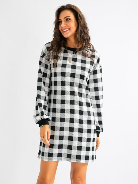 

Cotton Blends Vintage Round Neck Casual Dresses, Black, Casual Dresses