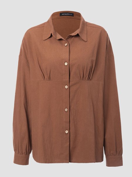 

Gathered Long Sleeve Shirts & Tops, Brown, Shirts & Blouses