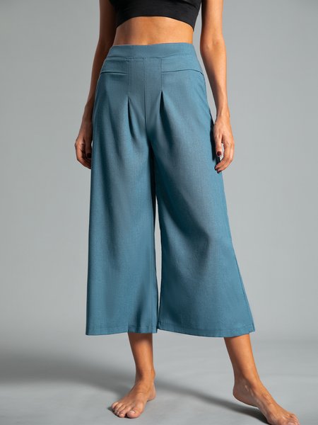 

Vintage A-Line Linen Pants, Gray-blue, Pants