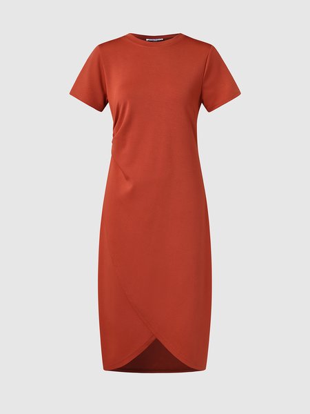 

Regular Fit Casual Knitting Dress, Orange, Midi Dresses
