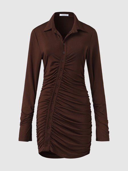 

Daily Regular Fit Weaving Dress, Brown, Mini Dresses