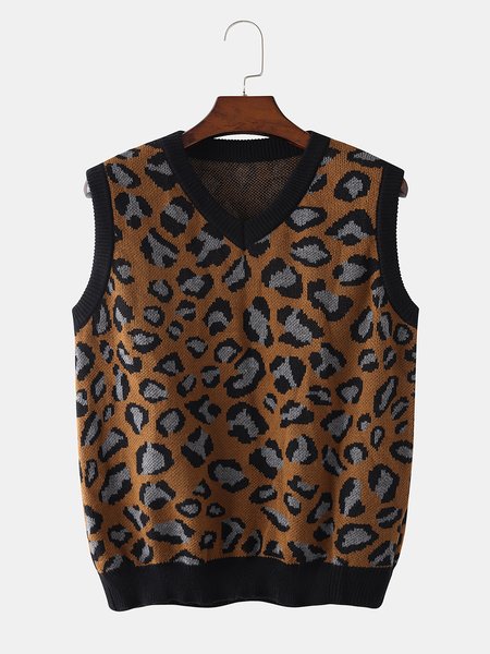 

Geometric V Neck Casual Sweater, Camel, Sweaters
