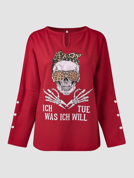 

Vacation V Neck Printed Sweatshirt, Red, Sweatshirts & Hoodies