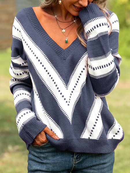 

Casual Acrylic Long Sleeve Sweater, Blue, Knitwear & Sweaters