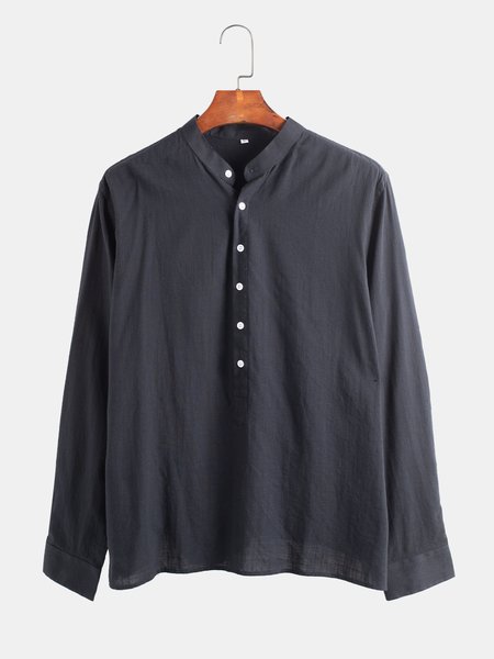 

Casual Cotton Shirt Collar Shirts & Tops, Black, Men's shirts