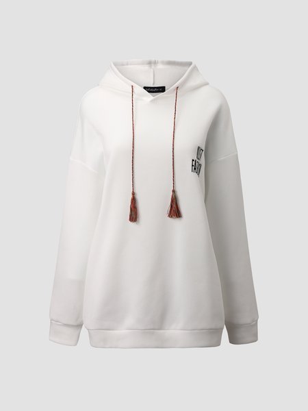 

Hoodie Casual Embroidered Sweatshirt, White, Hoodies & Sweatshirts