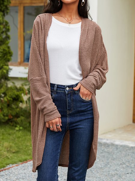 

Plain Long Sleeve Outerwear, Coffee, Cardigans