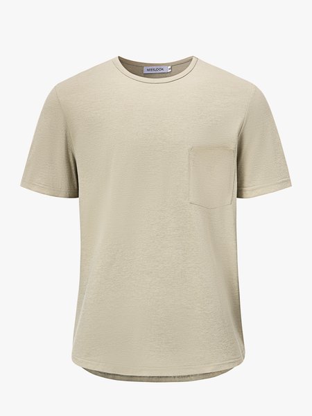 

Men's Round Neck Short Sleeve Tee, Khaki, T-shirt