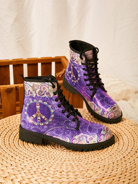 

Personalized Ethnic Print Martin Combat Boots, As picture, Boots