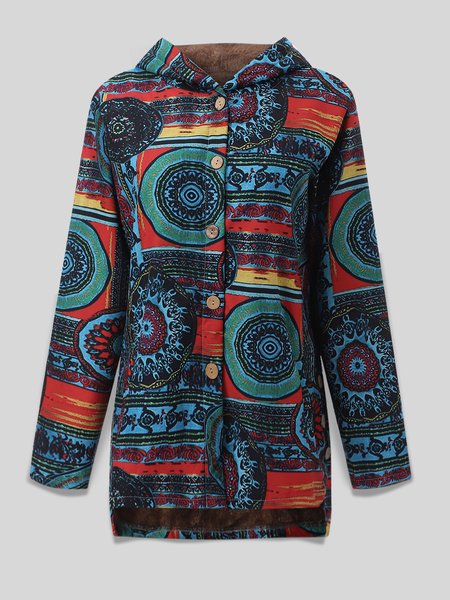 

Long Sleeve Tribal Casual Hoodie Outerwear, Blue, Outerwear