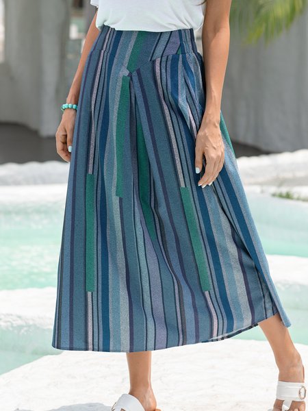 

Casuale Ombre/Tintura a nodi Mini Gonna Misto Cotone, Blu, Skirts