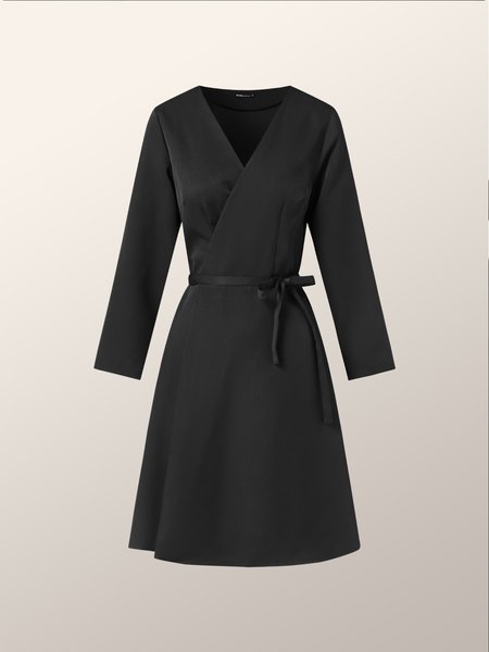 

Work A-Line Plain Mini Dress, Black, Dresses