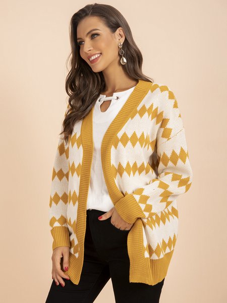 

Shift Long Sleeve Boho Outerwear, Yellow, Cardigans