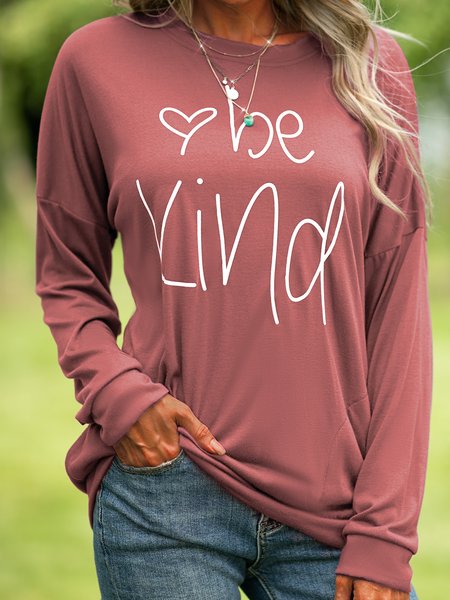 

casual shift crew neck long sleeve shirts & tops, Brick red, T-Shirts