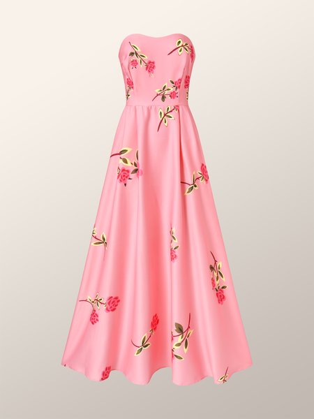 

A-Line Strapless Dress, Pink, Midi Dresses