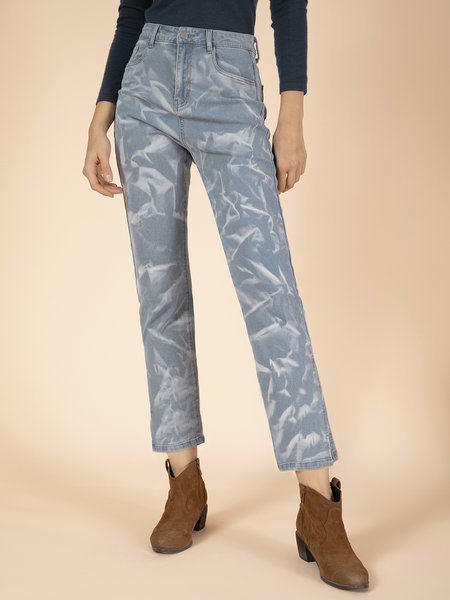 

Casual Denim Shift Graffiti Pants, Blue, Pants