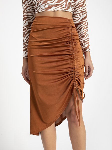 

Holiday Casual Sexy Skirt, Brown, Midi Skirts