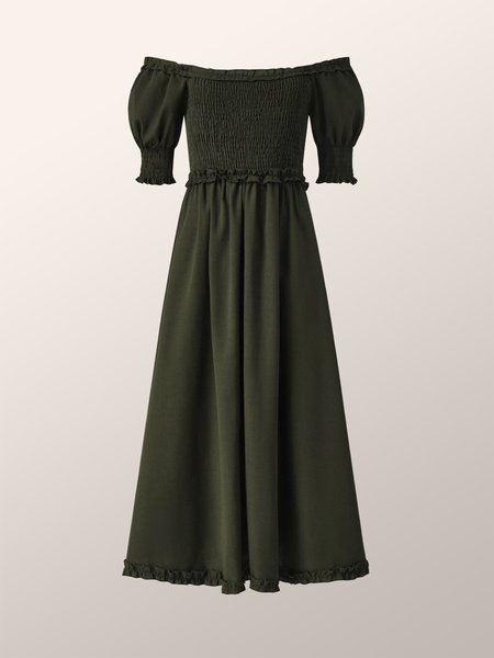 

Solid Casual Regular Fit Dresse, Green, Maxi Dresses