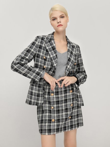 

Casual Grid Regular Fit Blazer, As picture, Blazers