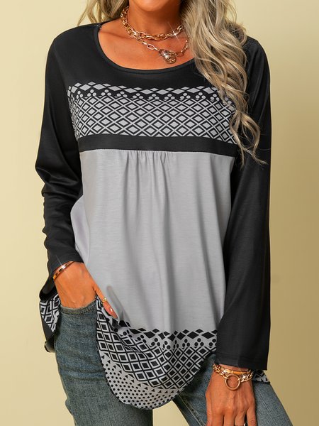 

Girocollo Top, Grigio, Blouses & Shirts