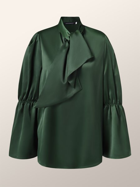 

Lady High Neck Regular Fit Solid Top, Green, Tops